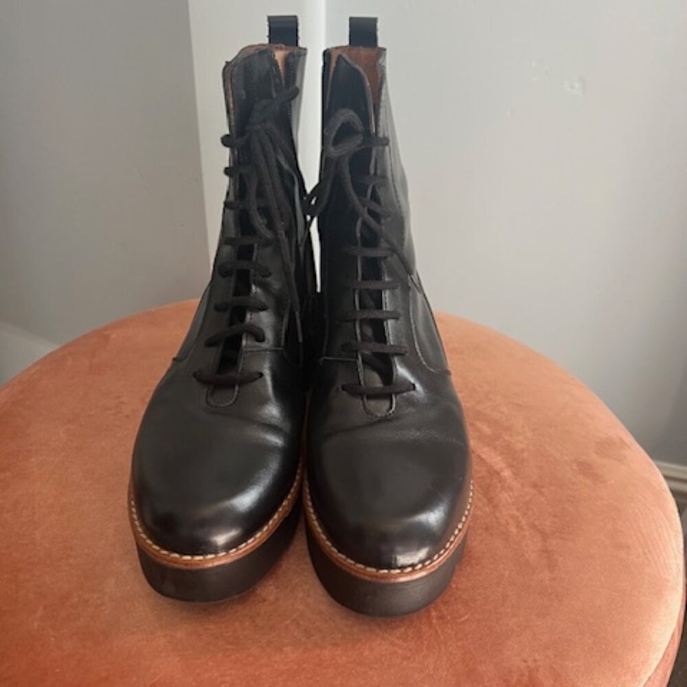 Anthropologie Lace Up Stompy Boot